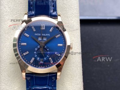 AAA replica TW factory Patek Philippe blue dial complex function chronograph watch 